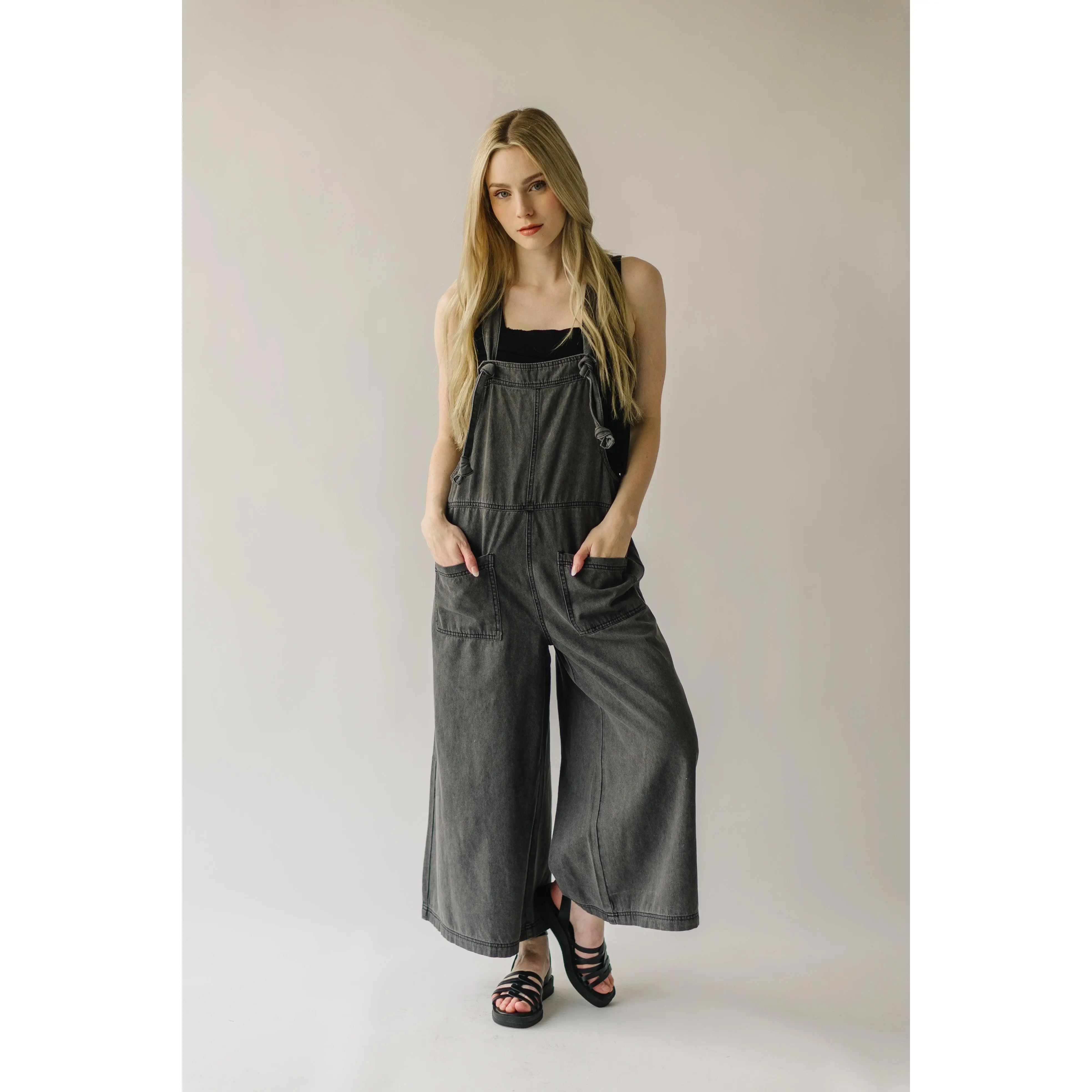 The Traskwood Stone Washed Jumpsuit in Black