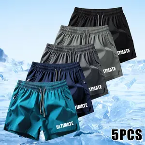Men’s 5-Pack Casual Athletic Shorts - Color-Mixed, Medium-Length, Technical, Well-Fitting Lightweight Quick-Dry Bermuda Shorts with Cool Feel, Suitable for Fitness, Cycling, Color-Mixed Men's Shorts, Medium-Length Men's Shorts