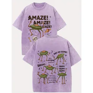 100 Cotton Casual Graphic T-Shirt Alien Space Adventure Summer Fashionable Street Retro Style  Sci-Fi Movie 2026  Project Hail Mary