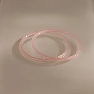 Thin Pink Jade Bangle Set by Caitlyn Minimalist - Set of 2 Dainty Pink Gemstone Bangle Bracelets - Cute Summer Jewelry - Gift for Her