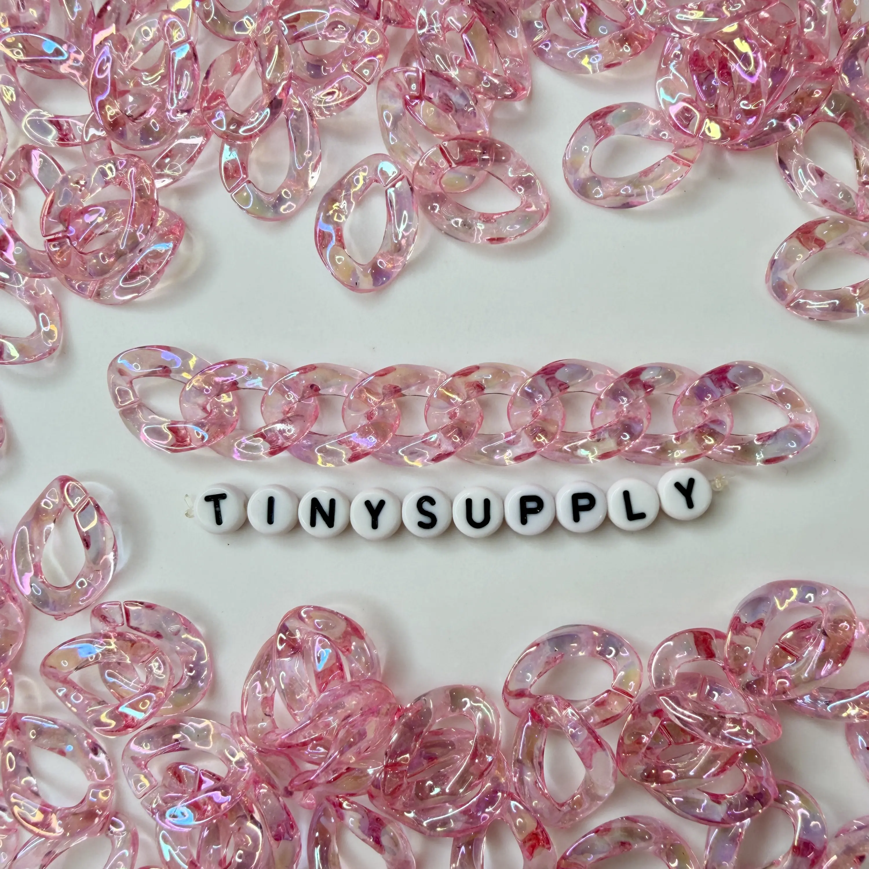 AB Light Pink Transparent Acrylic Plastic Chain Links Pieces (19mm x 14mm)