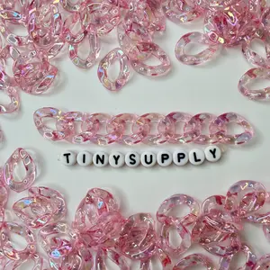 AB Light Pink Transparent Acrylic Plastic Chain Links Pieces (19mm x 14mm)
