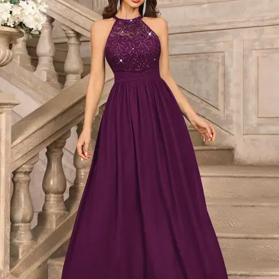 purple damas dress Floral Applique Tiered Damas Dress