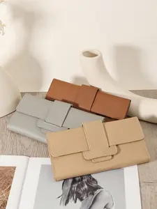 Women's Solid Color Long Wallet, Fashionable Multi Card Slot Wallet, Portable Women's Long Wallet for Outdoor Activities, Travel, and School