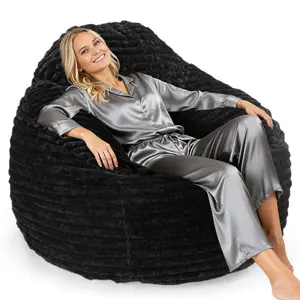 Bean Bag Chair, Comfy Bean Bag Sofa with Back Support, Faux Fur Bean Bag Chair for Adults and Kids, Stuffed Floor Sofa for Living Room, Bedroom, Apartment
