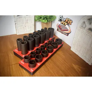 Icon 1/2&Quot; Impact Magnetic Socket Organizer | Gridfinity Tool Holder | Sae & Metric Tray | 3D Printed | Mechanic Garage Toolbox Storage