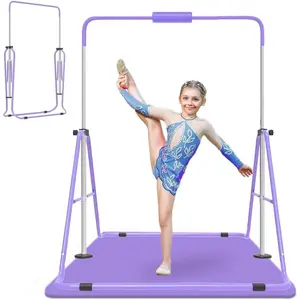 Gymnastics Bar for , Adjustable Height Gymnastic Horizontal Bars with Mat, Folding Gymnastic  Monkey Bars, Junior Expandable  Kip Bar for