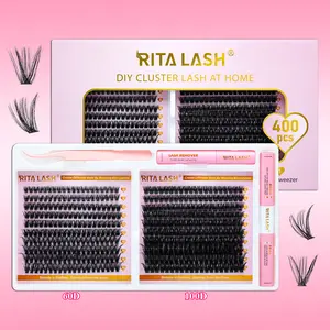 RITALASH Individual False Cluster Kit Mix 60D+100D D Curl Mixed Length Soft and Comfortable False Eyelashes Long-Lasting Eyelash Kit with Lash Adhesive and Seal Cluster Remover Eyelash Tweezers DIY at Home for Daily Life & Dates & Party