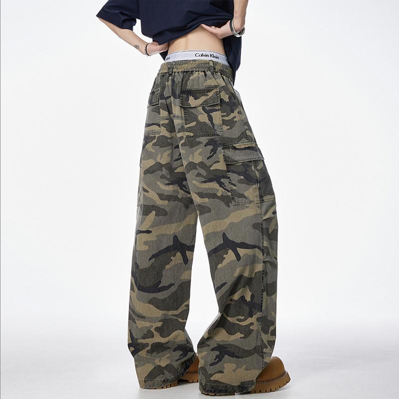 Camouflage Pants Unisex, Spring and Autumn Cotton Straight Loose Large Size Work Pants, Trendy Versatile Wide Leg Casual Long Pants Slimming
