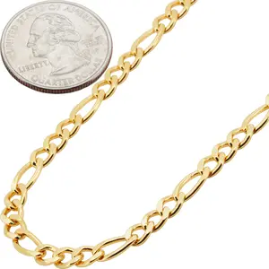 18k Yellow Gold Filled 5mm Figaro Link Chain Necklace 20”-24”