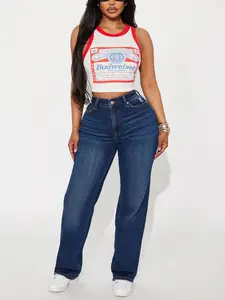 Keep A Secret High Rise Stretch Straight Leg Jeans - Dark Wash