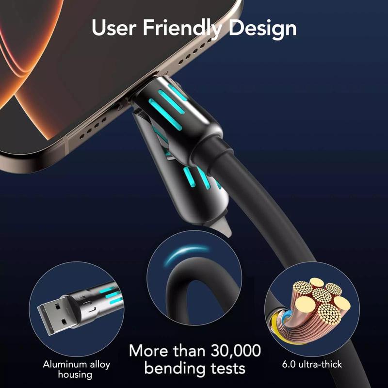 [Buy 1 Get 1 Free] 6.6ft  4-in-1 Multi USB Charging Cable with USB A,Type C,Lightning-MAX65W Fast Charging & Data Sync for iPhone16/15,iPad Pro,  fast charger usb cable 4-in-1 fast Breathing Light  -max 1 usb-c data 4 1 charging cable