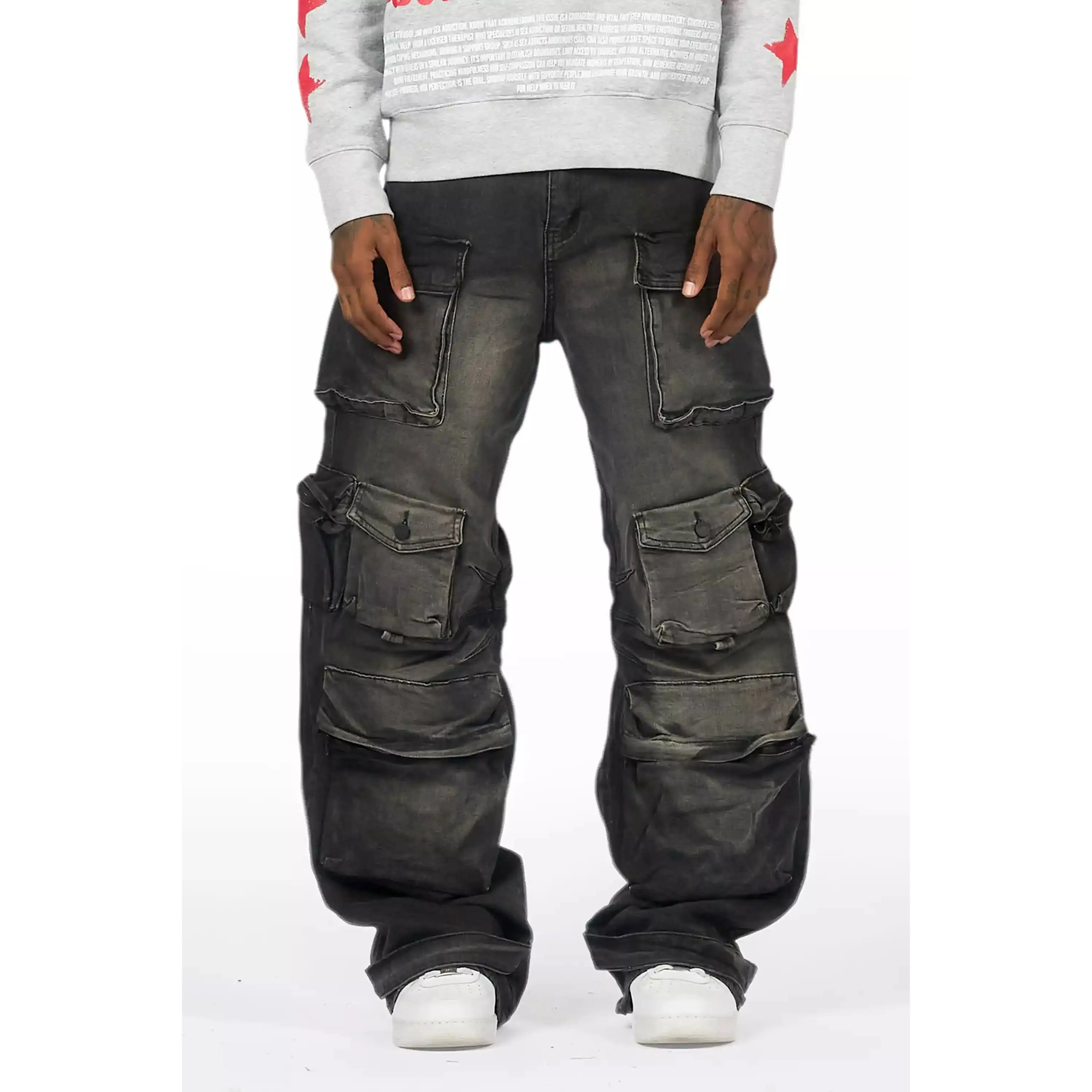 Mahesh Dark Grey Baggy Cargo Jean