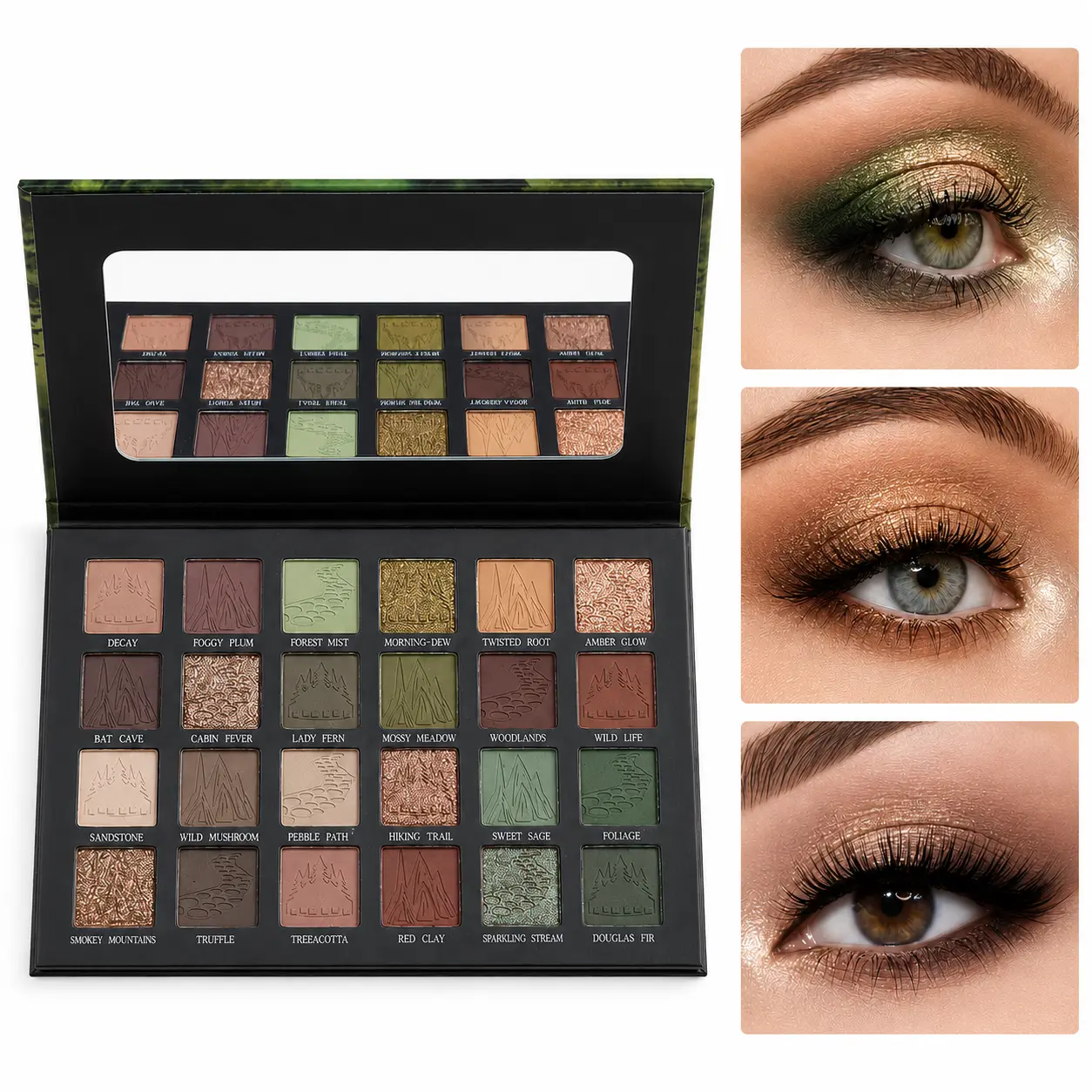 HERORANGE 24-Color Earthy Eyeshadow Palette | Warm Brown & Green Shades | Matte & Shimmer | Highly Pigmented | Easy Blendable | Long-Lasting Neutral to Unique Eye Makeup Kit for All Skin Tones | Day to Night Silky Cosmetic