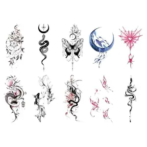Temporary tattoo sticker set, includes 10 unique designs (star and butterfly patterns), suitable for women and girls, ideal for party makeup, Waterproof Temporary Tattoos