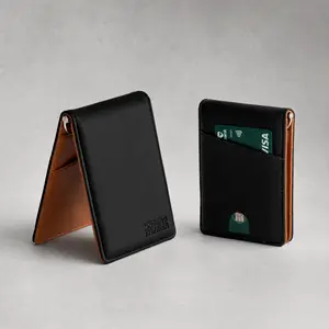 UNDER THINKER Genus RFID Money Clip Wallet for Men, Compact Faux Leather Wallet with ID Window, 6 Card Slots, Gift Box Included
