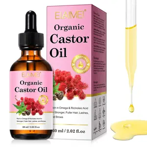 Elaimei Organic Castor Oil 60ML, Natural Plant Essential Oil, Nourishing Skincare and Haircare, Pure and Gentle Formula