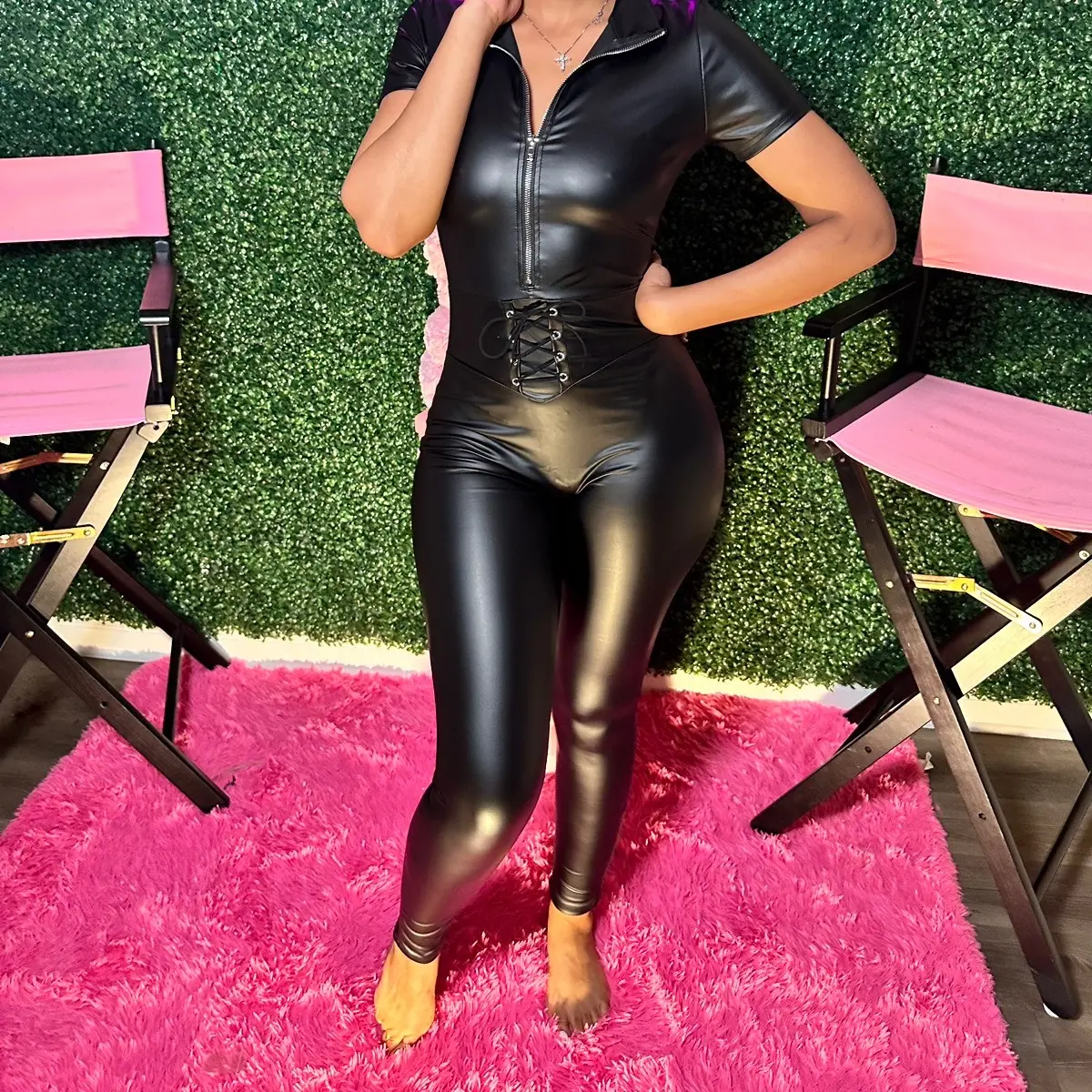 Blacked out Leather Jumpsuit
