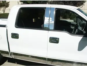 Sizver Polished Stainless Steel Pillar Posts Accent Covers for 2004-2014 F-150 ^Super/SuperCrew Cab^
