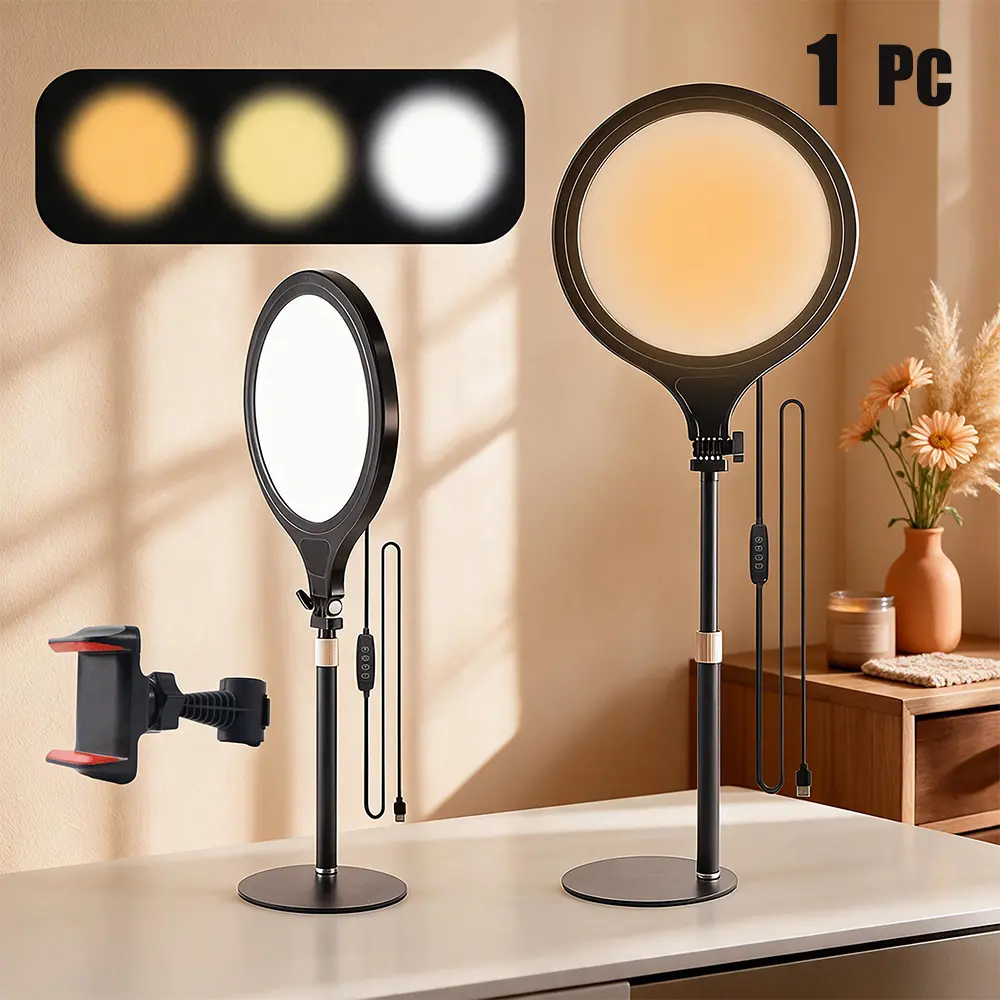 10" LED Ring Light for Live Selling, Full-Screen Desktop Lighting with Rotatable Phone Holder, USB Powered Fill Lamp for Social Media Shopping Streams