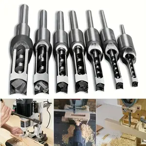 Hot6Pcs 6.4-16mm HSS Twist Square Hole Drill Bits Auger Mortising Chisel Extended Saw for Woodworking Tools-2024