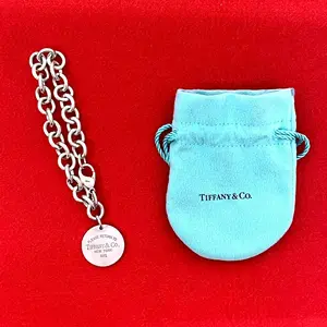 Pre-owned Tiffany & Co. Sterling Silver 925 (Ag925) Small Leather Goods Return to Tiffany Silver Bracelet