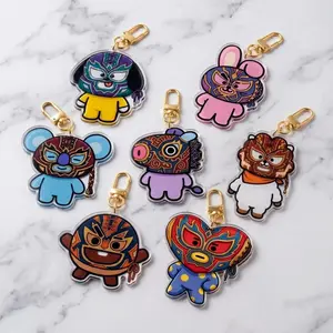 Arirang Lucha Libre Acrylic Keychain,  Boys Mexico Concert Tour, Custom Funny Wrestling Mask Kpop Bag Charm, Cute Army Gift, Borahae