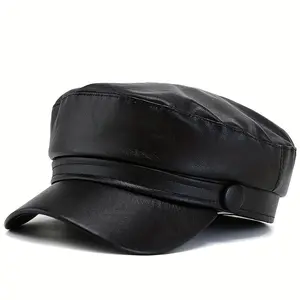 1 Women's PU Leather Navy Beret