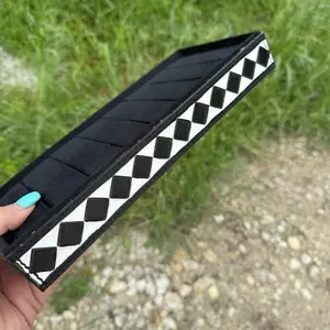 Leather Hand Tooled Hand Painted Ring/Jewelry Holder Black/White with Checkered Pattern
