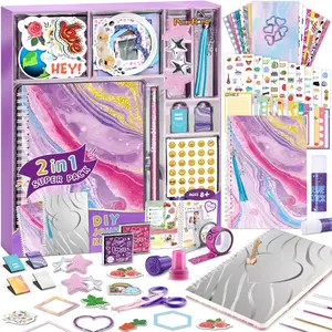 PERRYHOME 2-Pack DIY Journal Kit for Girls - 200+Pcs Journal Set for Tween & Teen Girls, Journaling Art & Crafts Kits, Christmas Gifts for 8 9 10 11 12 13 14 Year Old Girl,Scrapbook&Diary Supplies Set