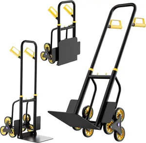 All-Terrain Stair Climbing Hand Truck, 440 Lbs Heavy  Duty Folding Dolly with 6 Wheels & Telescopic Handle, 2-in-1 Cart for Easy Moving from Stairs to Storage
