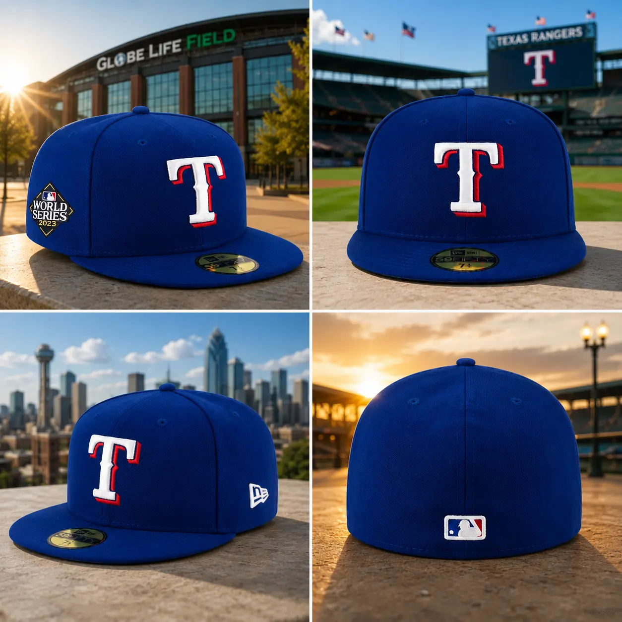 New Era Texas Rangers 59FIFTY Fitted Baseball Cap – Royal Blue 2023 World Series Patch