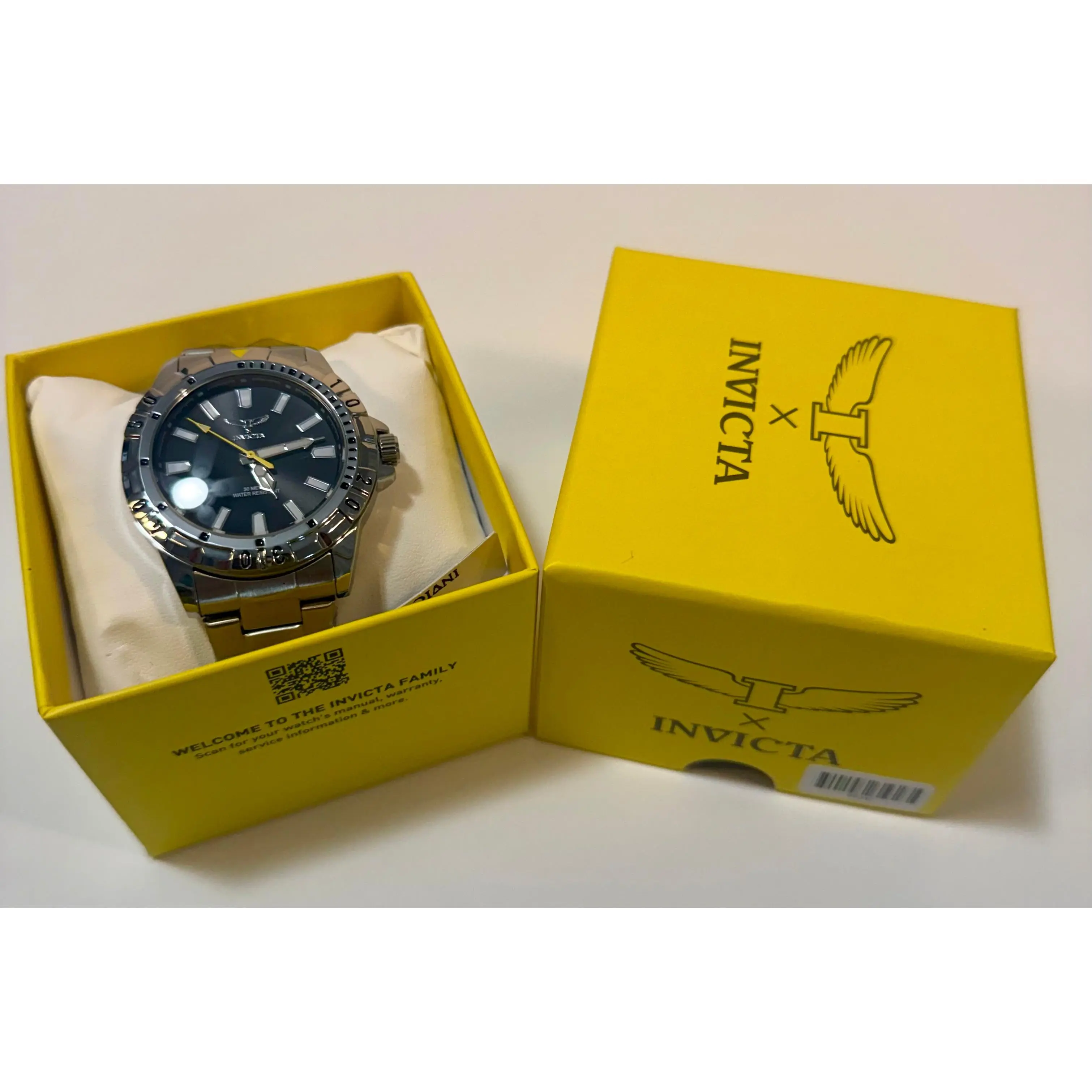 Invicta Specialty Mens 42mm Silver Black Dial Quartz Steel Bracelet Watch 69040 waterproof analog, Round Face, Stainless Steel Jewelry