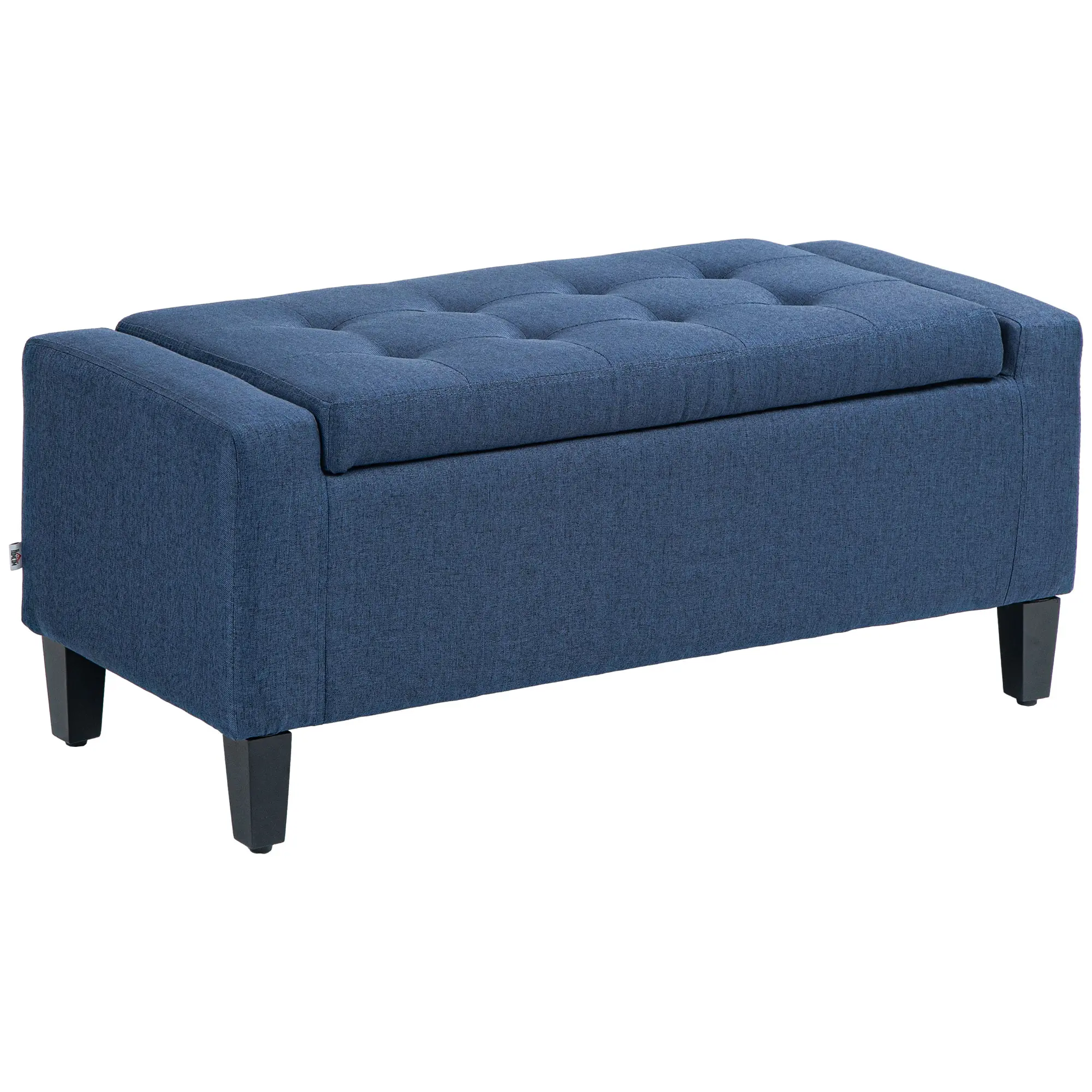 Upholstered Storage Ottoman Bench – Dark Blue. Button Tufted Ottoman with Hidden Storage & Lift Top. 36.25" x 15.75" x 15.75". 330 lbs Capacity