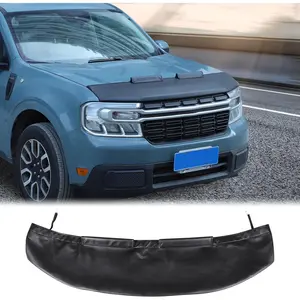 Aunginsy Car Hood Protector Bra Compatible with Ford Maverick 2022 2023 2024 2025 Pickup Truck Black Leather Front Hood Bonnet Engine End Bra Protector Cover Mask Hood Shield Exterior Accessories