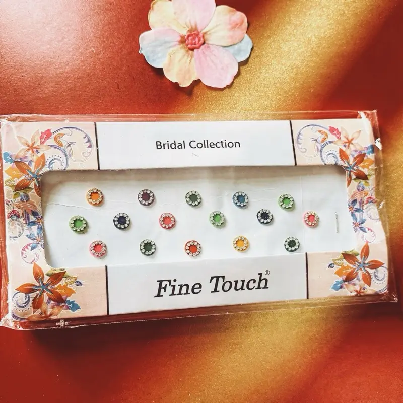Fine Touch Bindi Jewelry - Traditional Multicolor Stone-Adorned Bindi Fashion Body Costume Accessory for Festivals, Cultural Celebrations