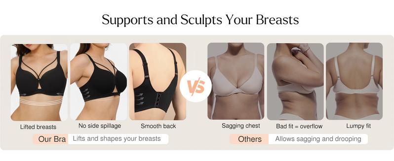 Women Seamless Push Up Padding Bras underwire Comfortable 3/4 cup Bra Buttery Soft Deep V Everyday Tshirt Bra