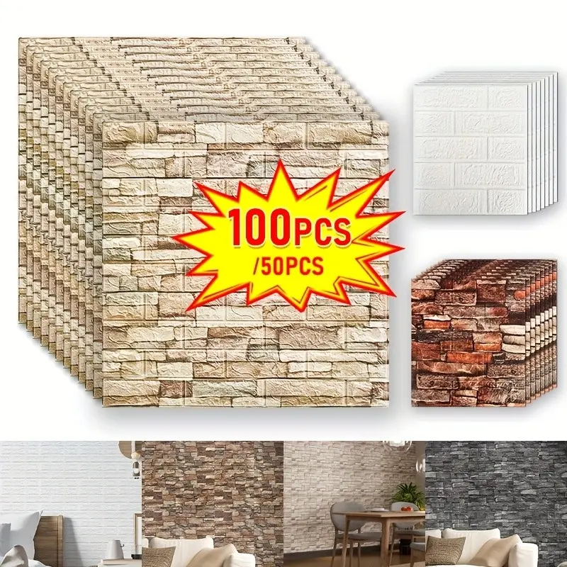 Self-Adhesive 3D Wallpaper Tiles, Easy Cut & Peel Wall Stickers, Ideal for Kitchen Living Room Bathroom Corridor Office Dorm Decor