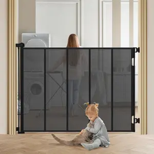 SMONTER 47" Extra Tall Retractable Baby Gates, Extends to 59" Wide, Extra Tall Retractable Safety Gate with Reinforced Strips, Retractable Tall Dog Gates for Doorways Mesh Baby Pet Gates Indoor