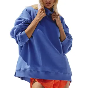 Songling Women's High-Neck Sweatshirt Oversized Pullover Long-Sleeve Top Fashionable High-Neck Sports Sweatshirt Oversized Clothing Womenswear Hoodie