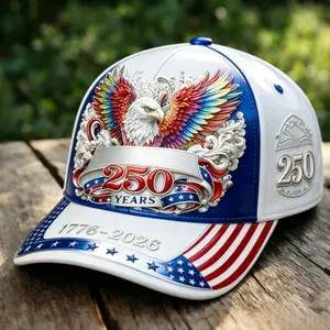 3D digital print Curved 250 model American baseball cap, patriotic unisex cap, suitable for year-round wear, ideal for Independence Day, Carnival, Easter, and national celebration occasions.