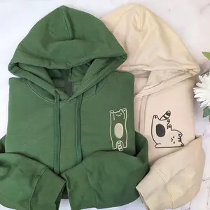 Custom Cute Cat Hoodie For Couple, Embroidered Funny Cat Hoodie, His Her Hoodie, Unique Valentines Gift