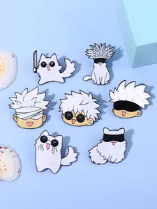 7-Piece Jujutsu Kaisen Adventure Anime Character Brooch Enamel Pins Cartoon Anime Figure Gojo Satoru And Cat Metal  Brooches for Backpack Clothes Accessories Lapel Pins  Badge Fashion Jewelry Gift for Fans Friends Secure Brooch Clip