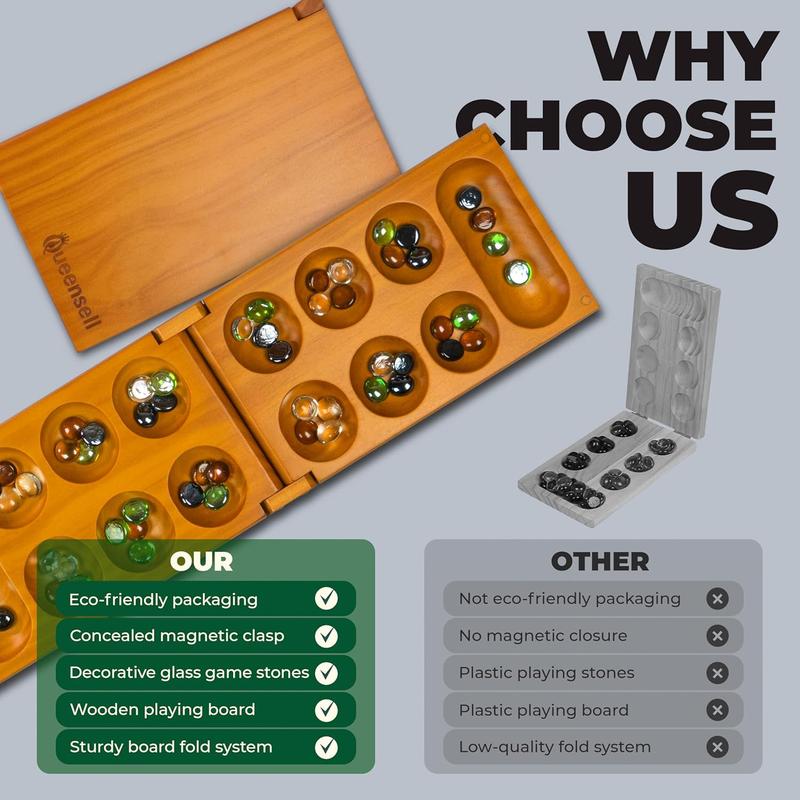 Mancala Board Game with Magnetic Lock