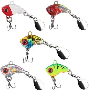 5pcs Fishing Lures VIB Tail Spinners Bait Metal Sinking Lures Fishing Jigs Blade Baits Bass Crankbait Fishing Spinner Blade for Bass Fishing Lure Kit with Tackle Box