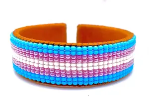 Transgender Pride Leather Cuff Bracelet
