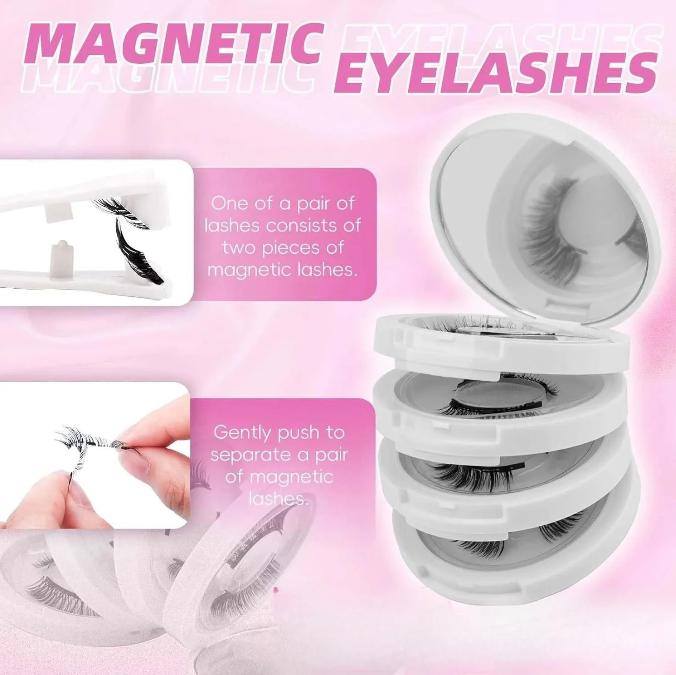 （Please confirm the product specifications）Magnetic Eyelashes with Applicator Reusable Magnetic Lashes No Glue Needed Eyelashes Natural Look With Applicator and Mirror all-day comfort