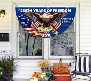 250 Years Of Freedom USA Semicircular Flag, America 250th Anniversary Non-Pleated Fan Flag
