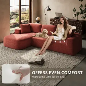 [Summervibes] Boneless Sectional Couch 107'' Modular L-Shaped Boneless Couch Modern Woven Textured Sectional Couch with Chaise Convertible Design No Assembly Required Perfect for Living Room Spring Home Decor Family Gift