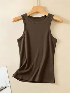 Ruched I-Back Vest, Solid Pattern, Fitted Style, Casual Wear, No Ca Prop 65, Ideal for Everyday Use, Comfortable and Stylish Design